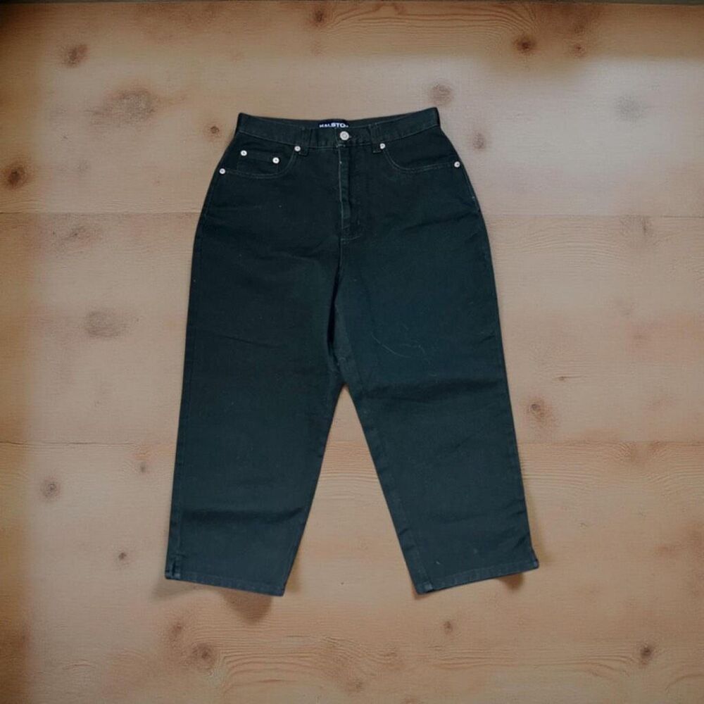NWOT Halston Jeanswear Size 12 Dark Green Capri Denim Jeans Size 28 #92